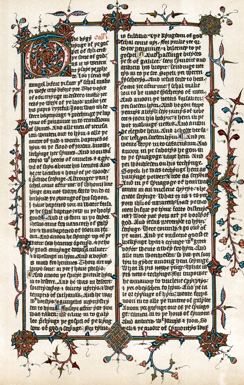 Página da tradução da Bíblia para o inglês de Wycliffes, c1400 de Unbekannt