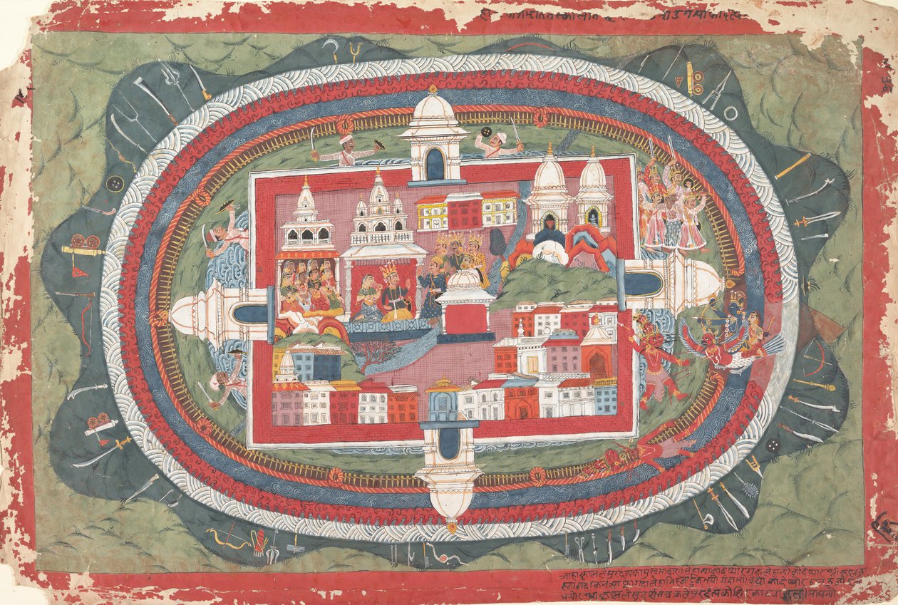 Página de uma vida dispersa do manuscrito do Bhagavata Purana de Krishna, ca. 1775 de Unbekannt