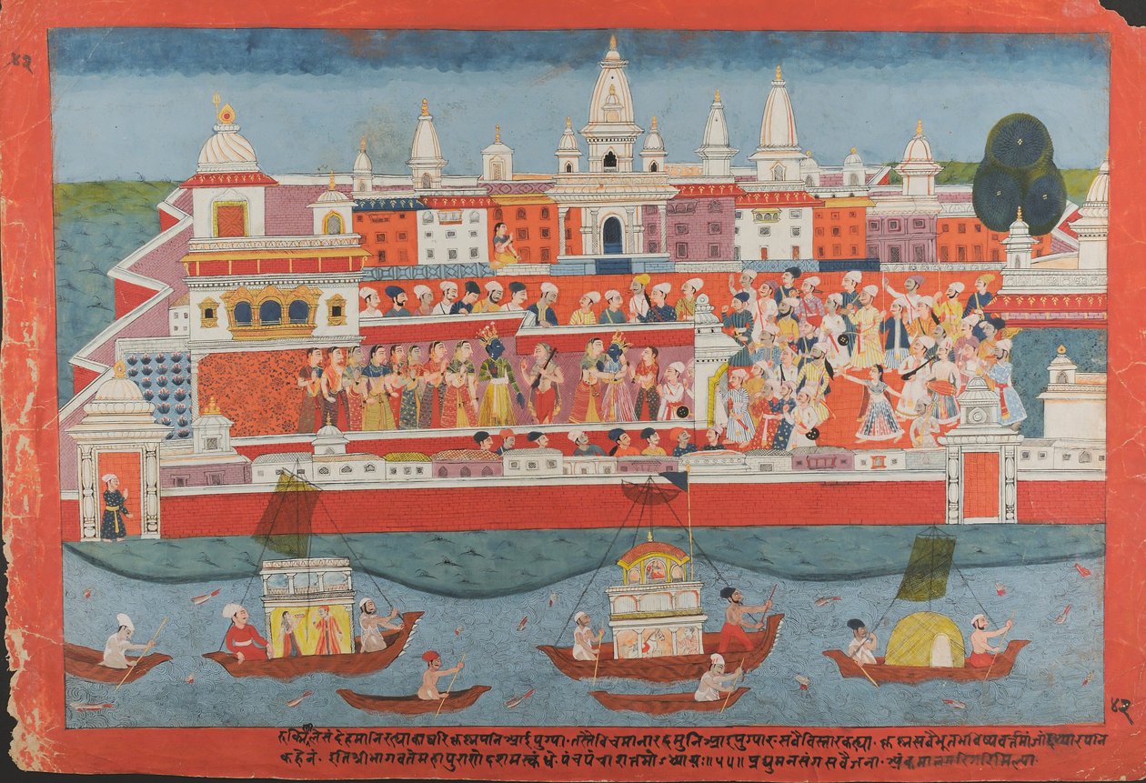 Página de uma vida dispersa do manuscrito do Bhagavata Purana de Krishna, ca. 1775 de Unbekannt