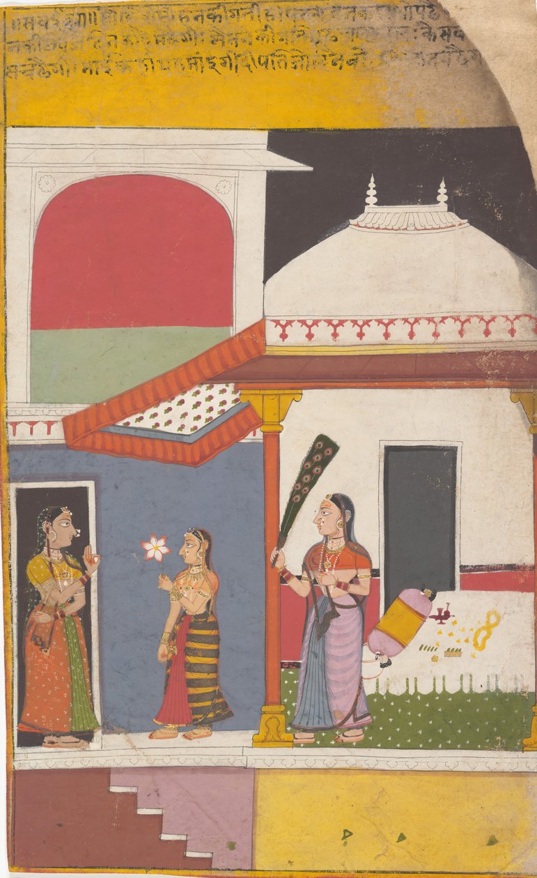 Página de uma guirlanda de modos musicais dispersos da série Ragamala, ca. 1710 de Unbekannt