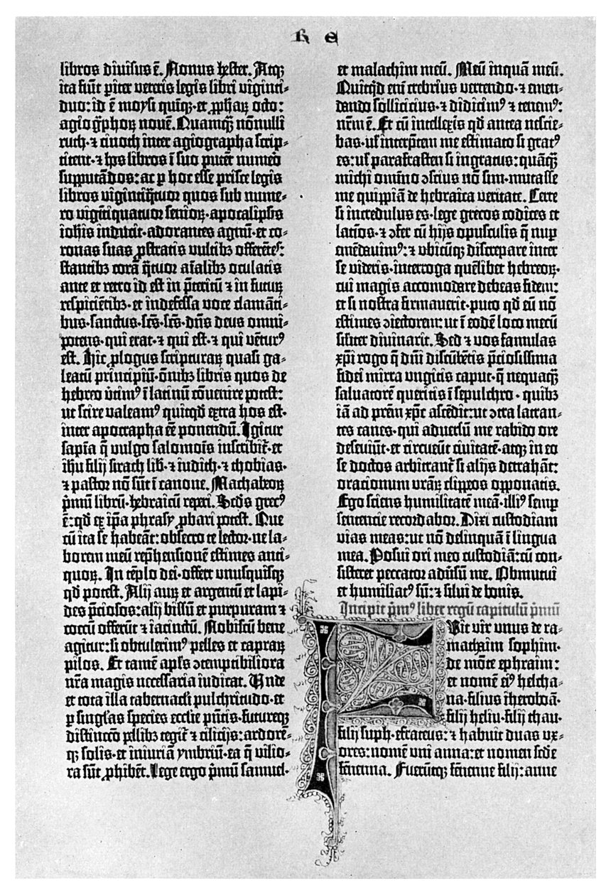 Página de uma Bíblia de Gutenberg, c1455 1956 de Unbekannt