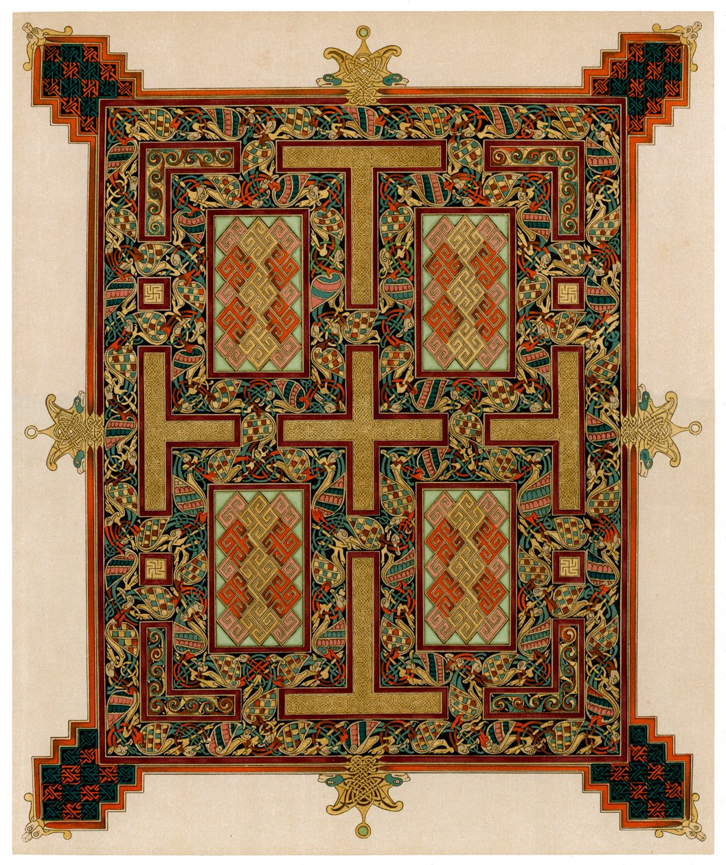 Página dos Evangelhos de Lindisfarne, 710-721 dC de Unbekannt