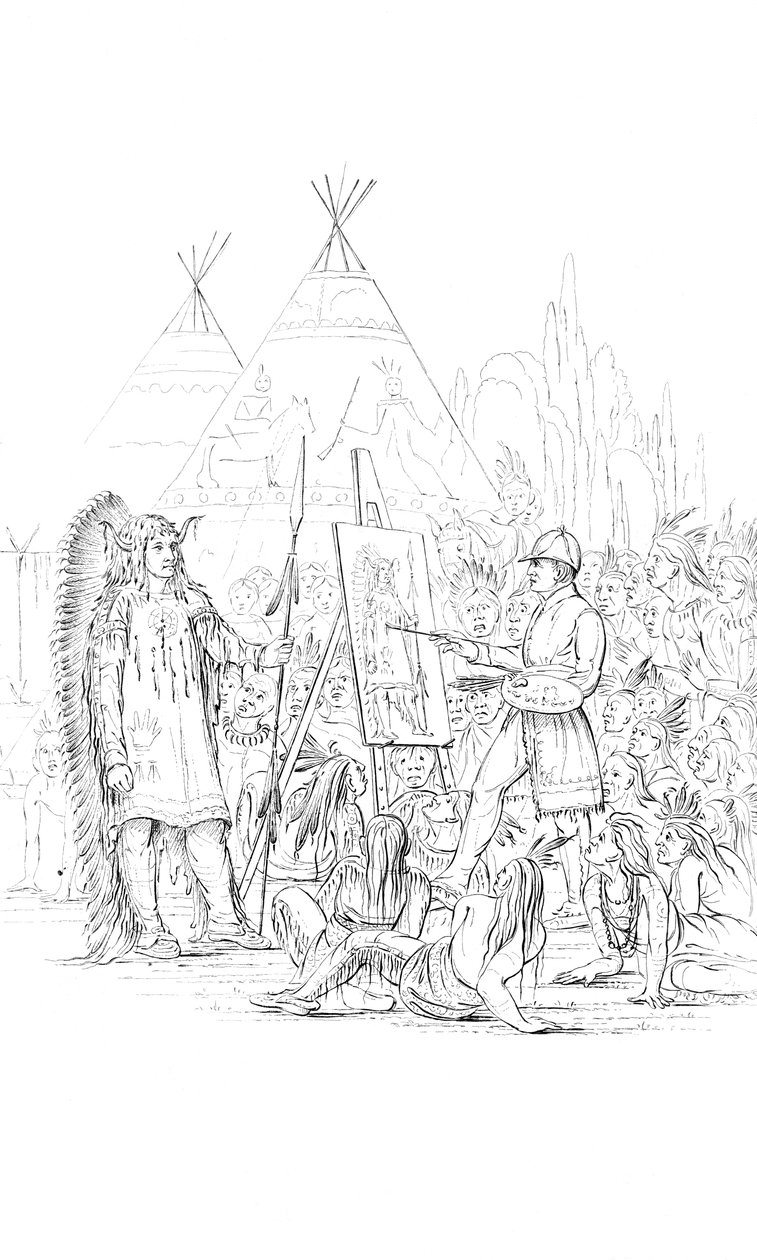 Pintando um retrato de um nativo americano, 1841 de Unbekannt