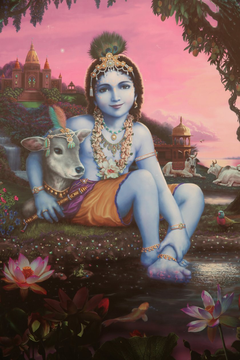 Pintura retratando o deus hindu Krishna quando criança. Índia de Unbekannt