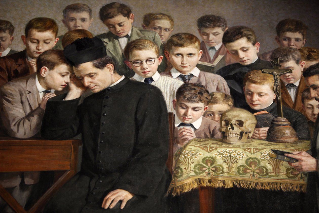 Pintura retratando a vida de Dom Bosco no Santuário de Maria Auxiliadora, Valdocco, Turim, Itália de Unbekannt
