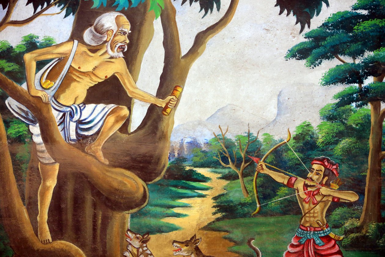 Pintura retratando a história de vida de Shakyamuni Buda. Wat Naxai. Vientiane. Laos, 20151106, Vientiane, Laos. de Unbekannt