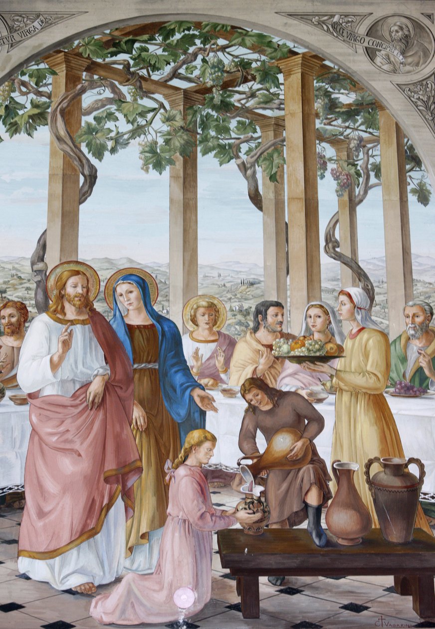 Pintura na Igreja da Visitação em Ein Kerem : o casamento em Caná, Ein Kerem, Israel de Unbekannt