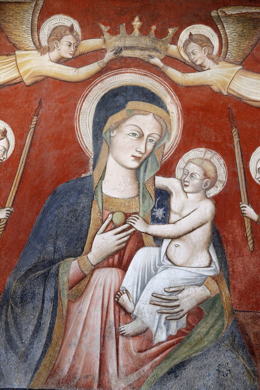 Pintura na basílica de Santa Caterina, Galatina, Apúlia : Anjos coroando Maria segurando Jesus, Galatina, Itália de Unbekannt