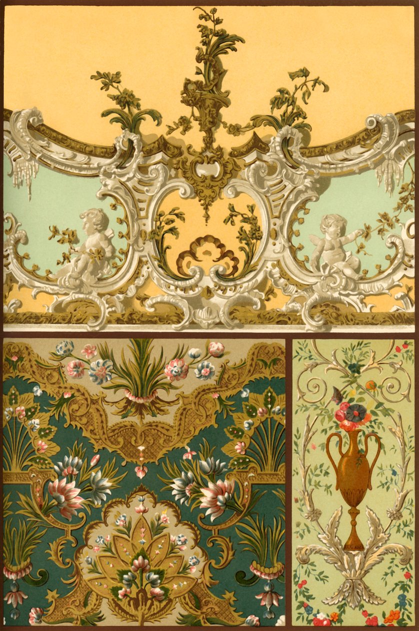 Pintura, tapeçaria em couro, ornamentos em estuque, França e Alemanha, séculos XVII e XVIII, 1898. de Unbekannt