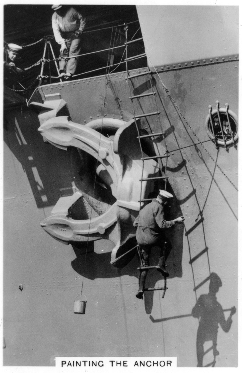 Pintando a âncora do porta-aviões HMS Courageous, 1937 de Unbekannt