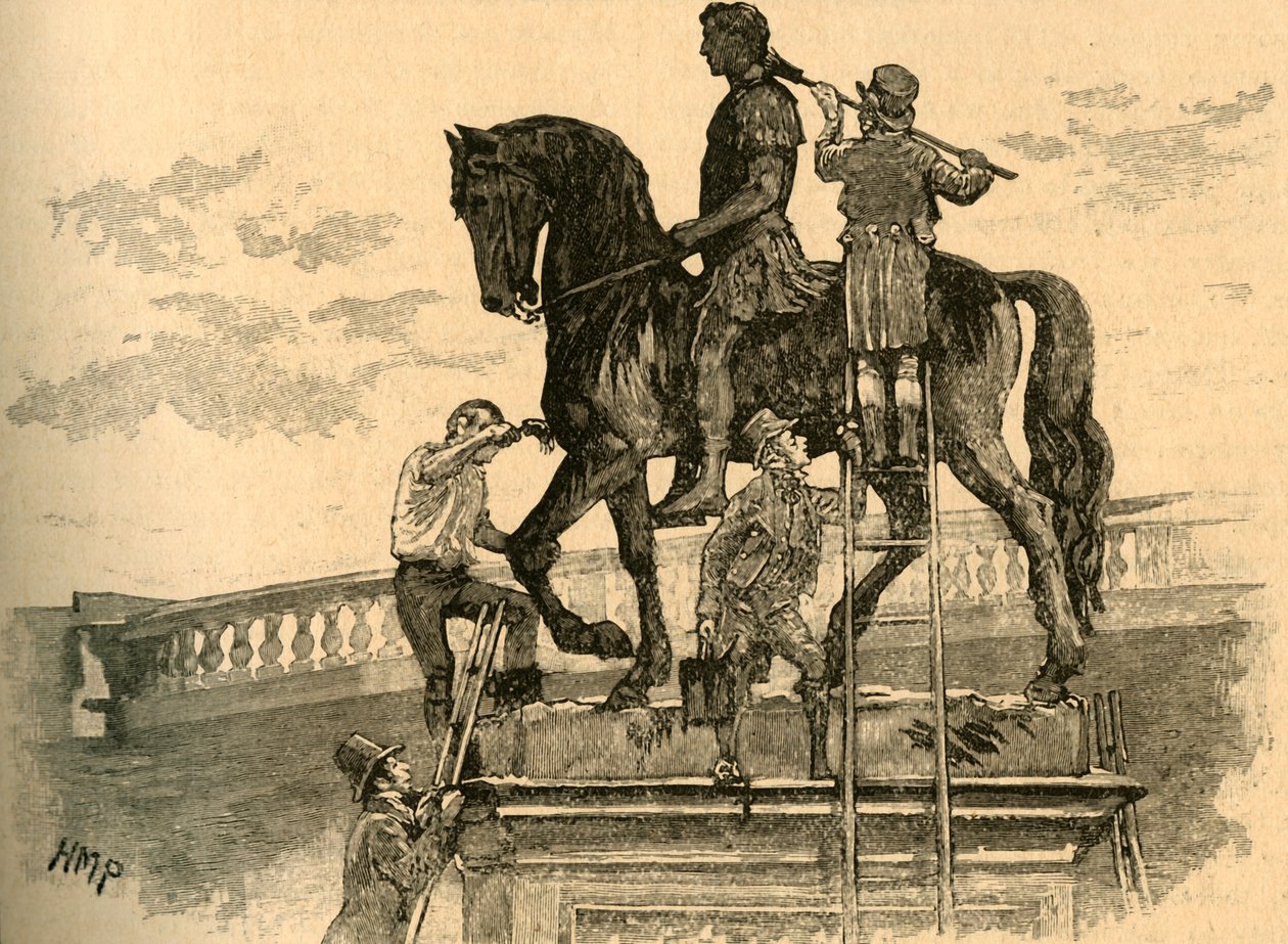 Pintando a estátua do rei Guilherme III preto, Dublin, Irlanda, 1821 c1890. de Unbekannt
