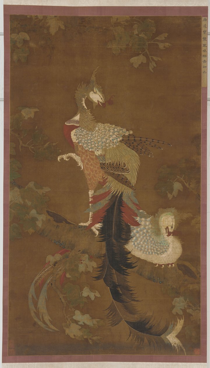 Par de Phoenixes em uma árvore Paulownia, dinastia Ming, século XVI. de Unbekannt