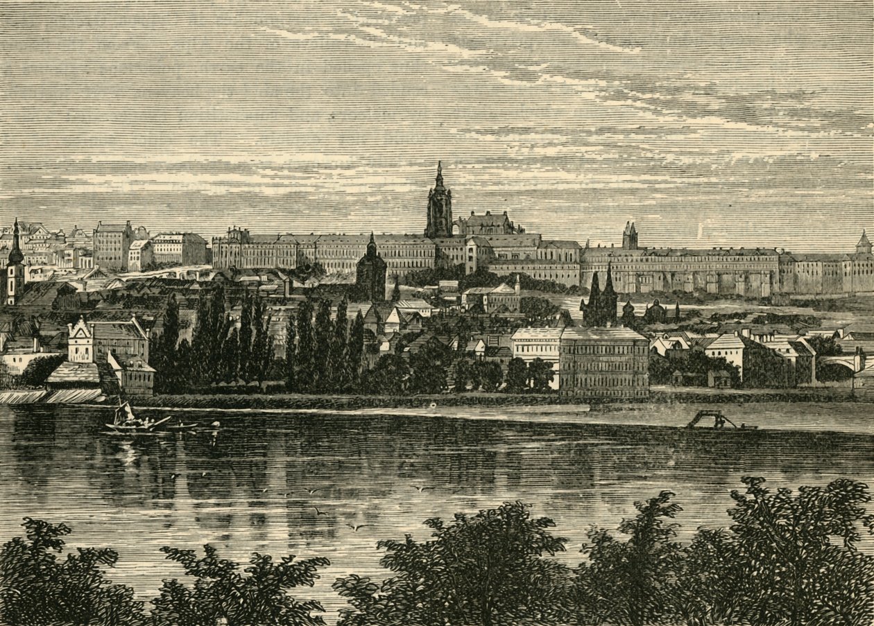 Palácio dos reis boêmios e Catedral de Hradschin, Praga, 1890. de Unbekannt