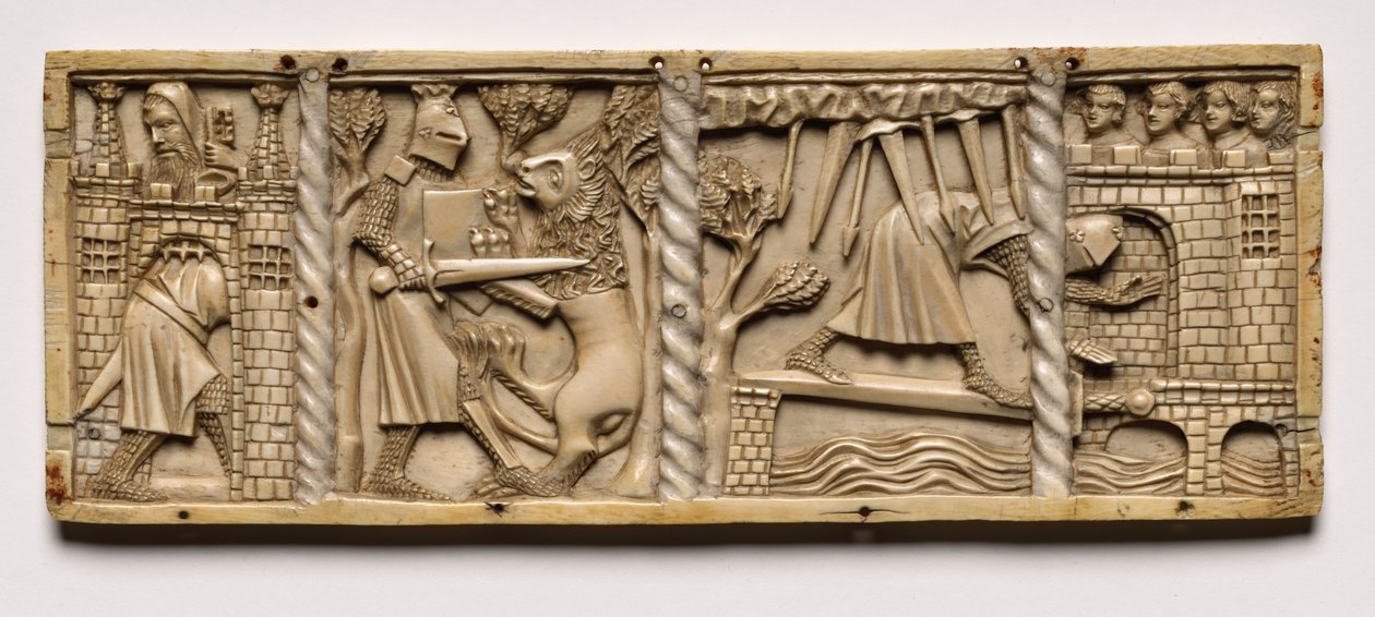 Painel de um caixão com cenas de Courtly Romances, 1330. de Unbekannt