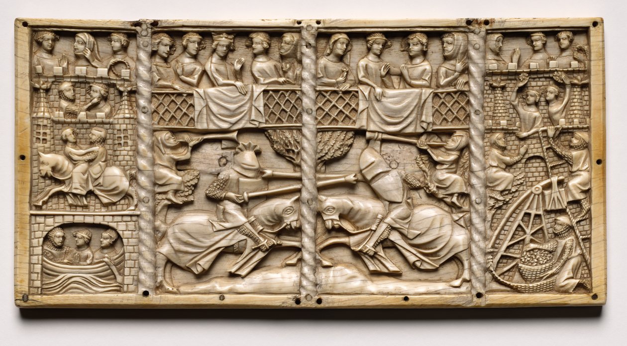 Painel de um caixão com cenas de Courtly Romances, c. 1330-1350 ou posterior. de Unbekannt