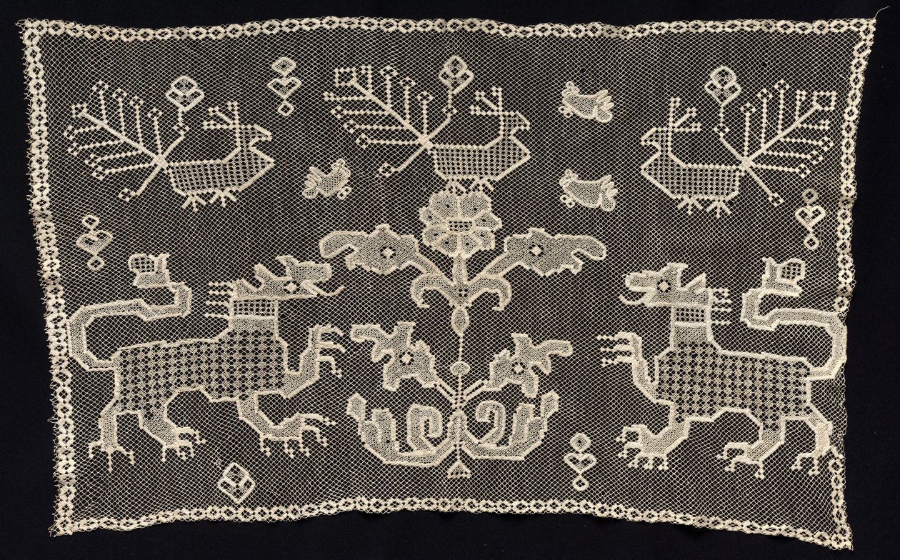 Painel com panteras, pássaros e motivos florais, do século XVIII ao XIX. de Unbekannt