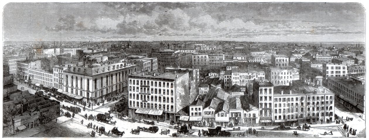 Panorama de Chicago do topo da prefeitura, EUA, 1871 de Unbekannt