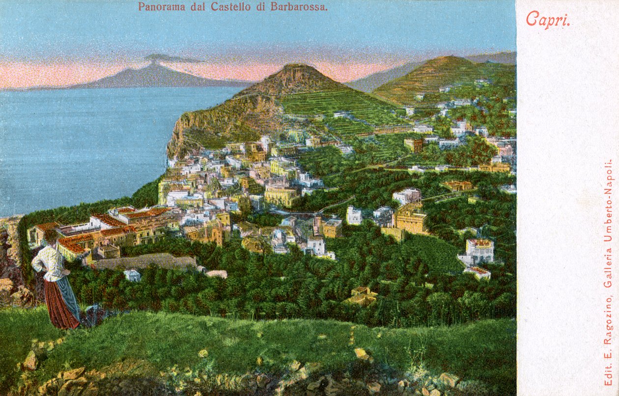 Panorama do Castelo de Barbarossa, Capri, Itália, início do século XX de Unbekannt