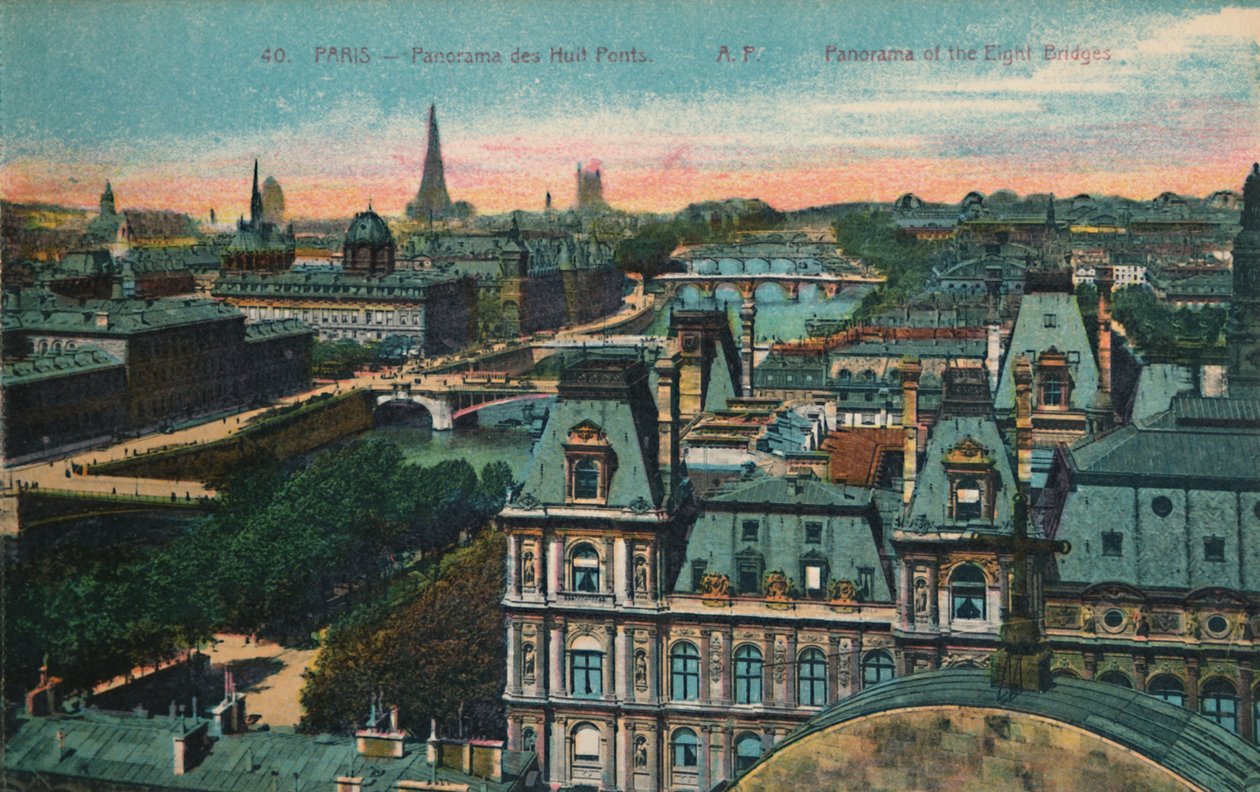 Panorama das Oito Pontes, Paris, c1920 de Unbekannt