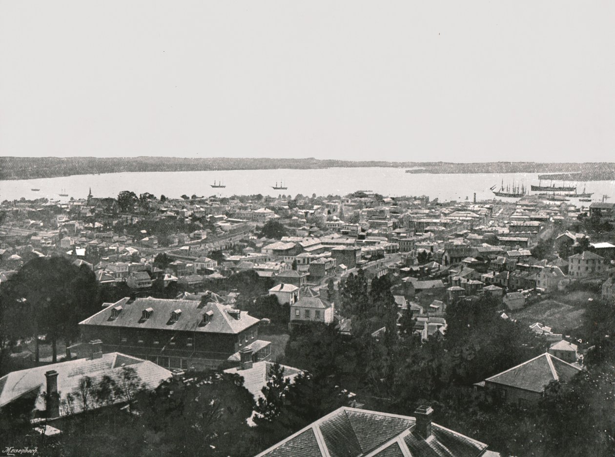 Vista panorâmica das colinas, Auckland, Nova Zelândia, 1895. de Unbekannt