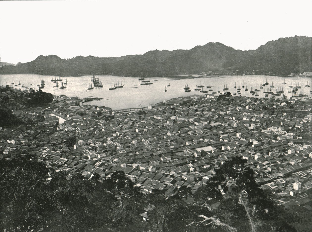 Vista panorâmica da cidade, Nagasaki, Japão, 1895. de Unbekannt