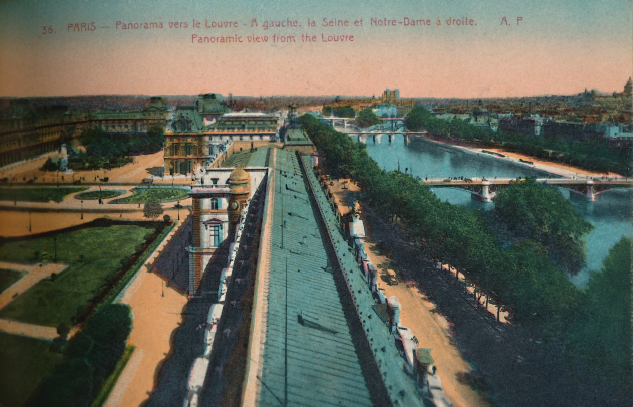 Vista panorâmica em direção ao Louvre, Paris, c1920 de Unbekannt