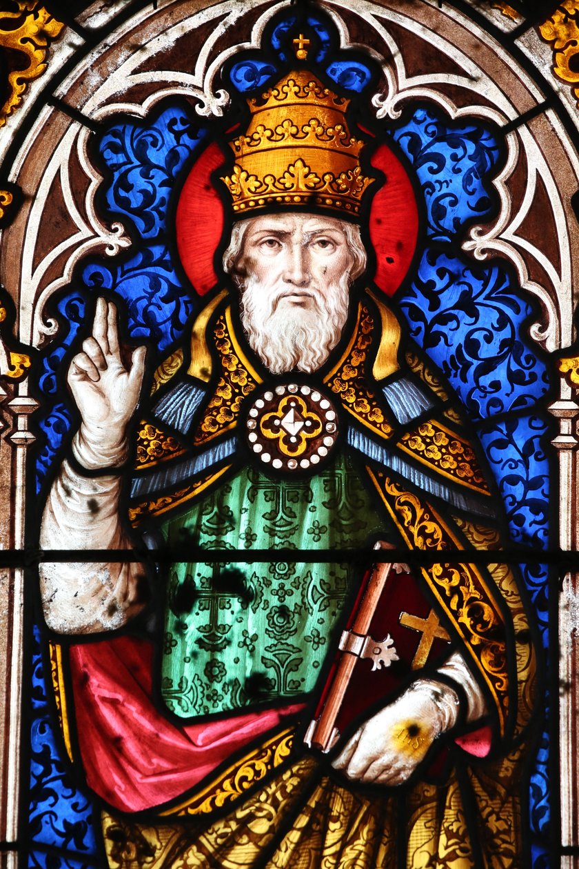Pape Alexandre Ier (pape de 107 a 116) - Igreja de São Fargeau. Janela de vidro manchado. Papa Alexandre I. França de Unbekannt