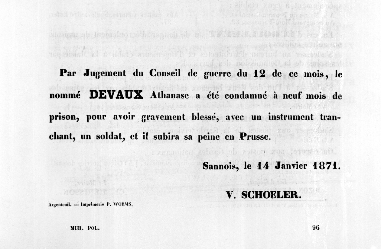 Por sentença do Conselho, de cartazes políticos franceses da Comuna de Paris, janeiro de 1871 de Unbekannt