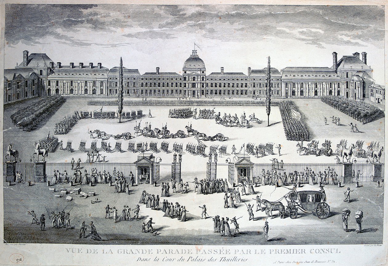Desfile das tropas durante o Grand Parade, Palácio das Tulherias, século XIX de Unbekannt