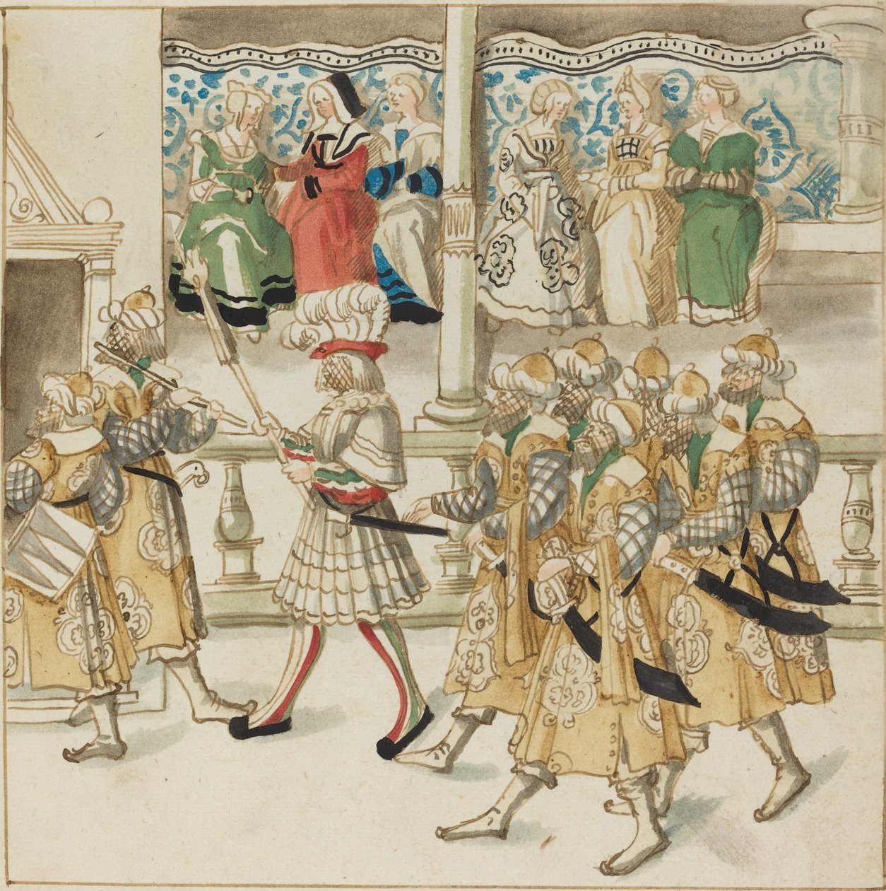 Cavaleiros desfilando em trajes orientais, c. 1515. de Unbekannt