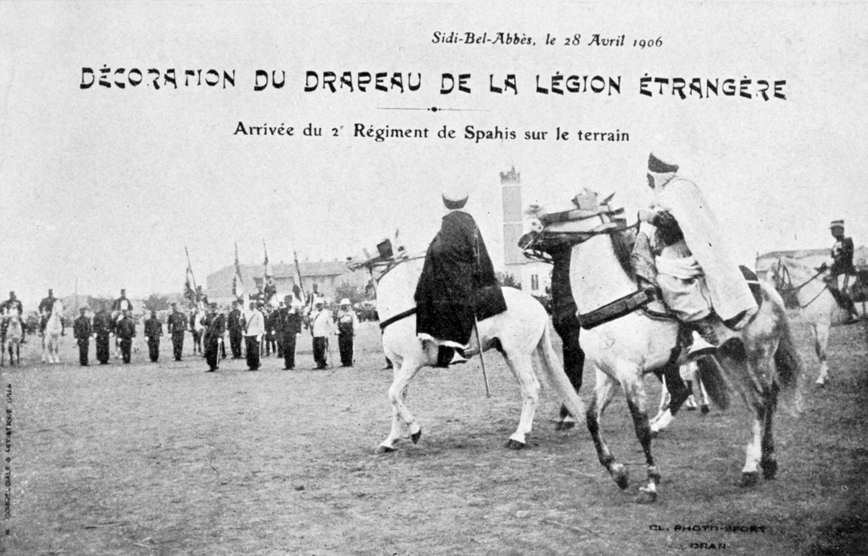 Desfile da bandeira da Legião Estrangeira Francesa, Sidi Bel Abbes, Argélia, 28 de abril de 1906 de Unbekannt