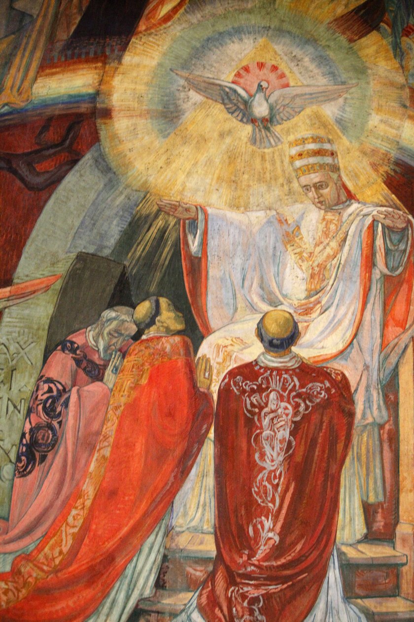 Paris, França Igreja de Saint-Esprit Freco representando a assembléia do Vaticano II, Paris, França de Unbekannt