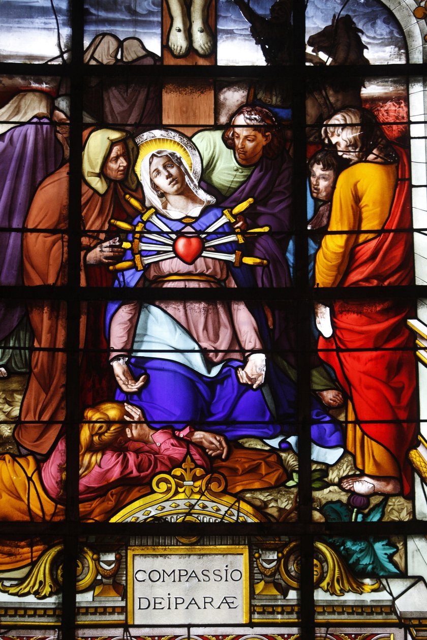 Paris, França vitrais da igreja de Saint Laurent: as sete doloridas de Maria, Paris, França de Unbekannt