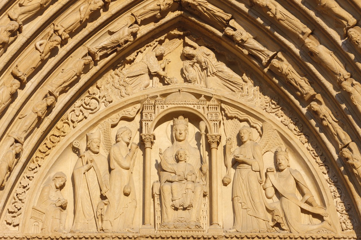 Paris Notre Dame ala oeste da catedral de Paris: tímpano do portão de Santa Ana, Paris, França de Unbekannt