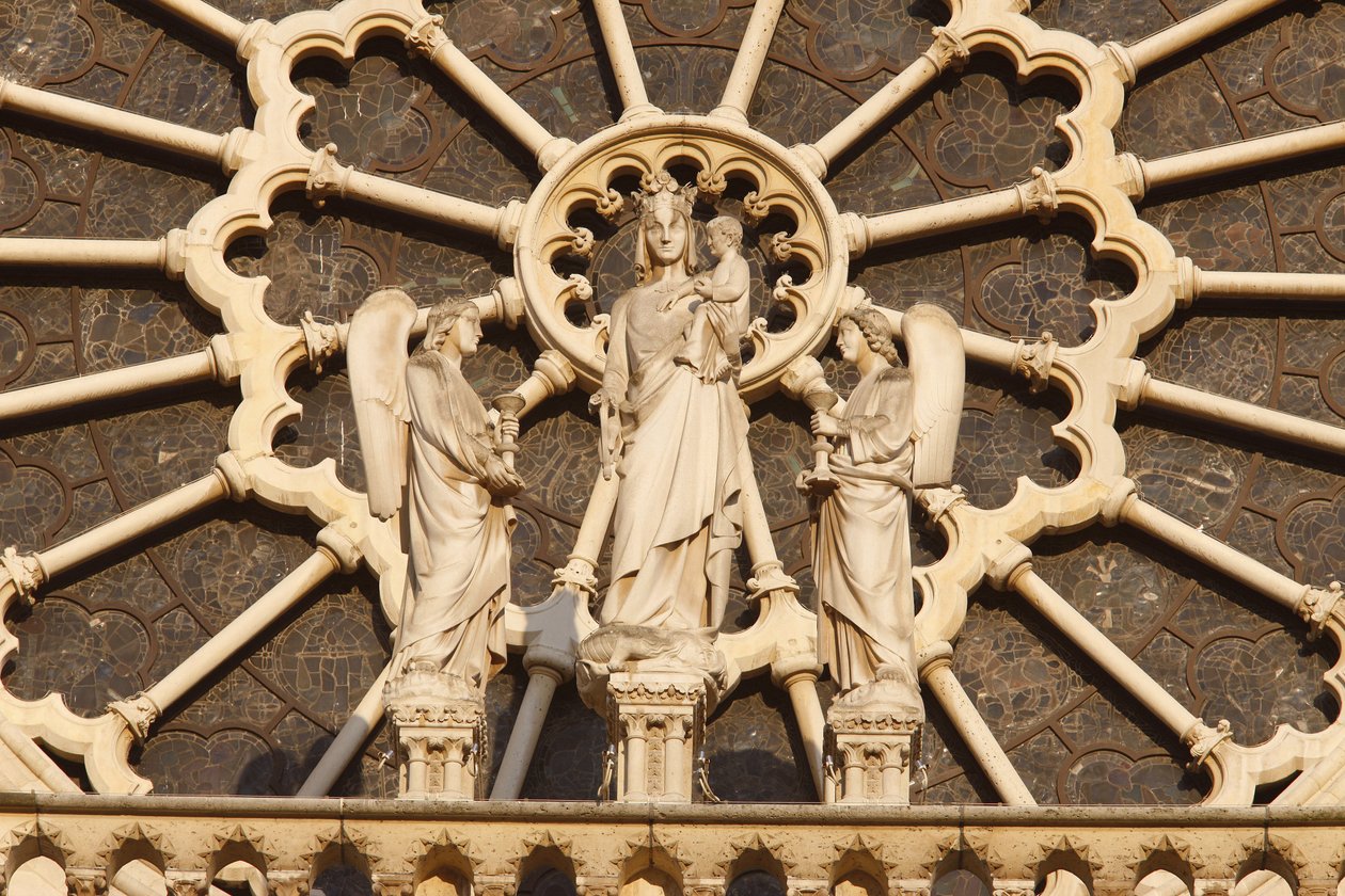 Catedral de Paris Notre Dame ala oeste : Virgem e criança e anjos, Paris, França de Unbekannt