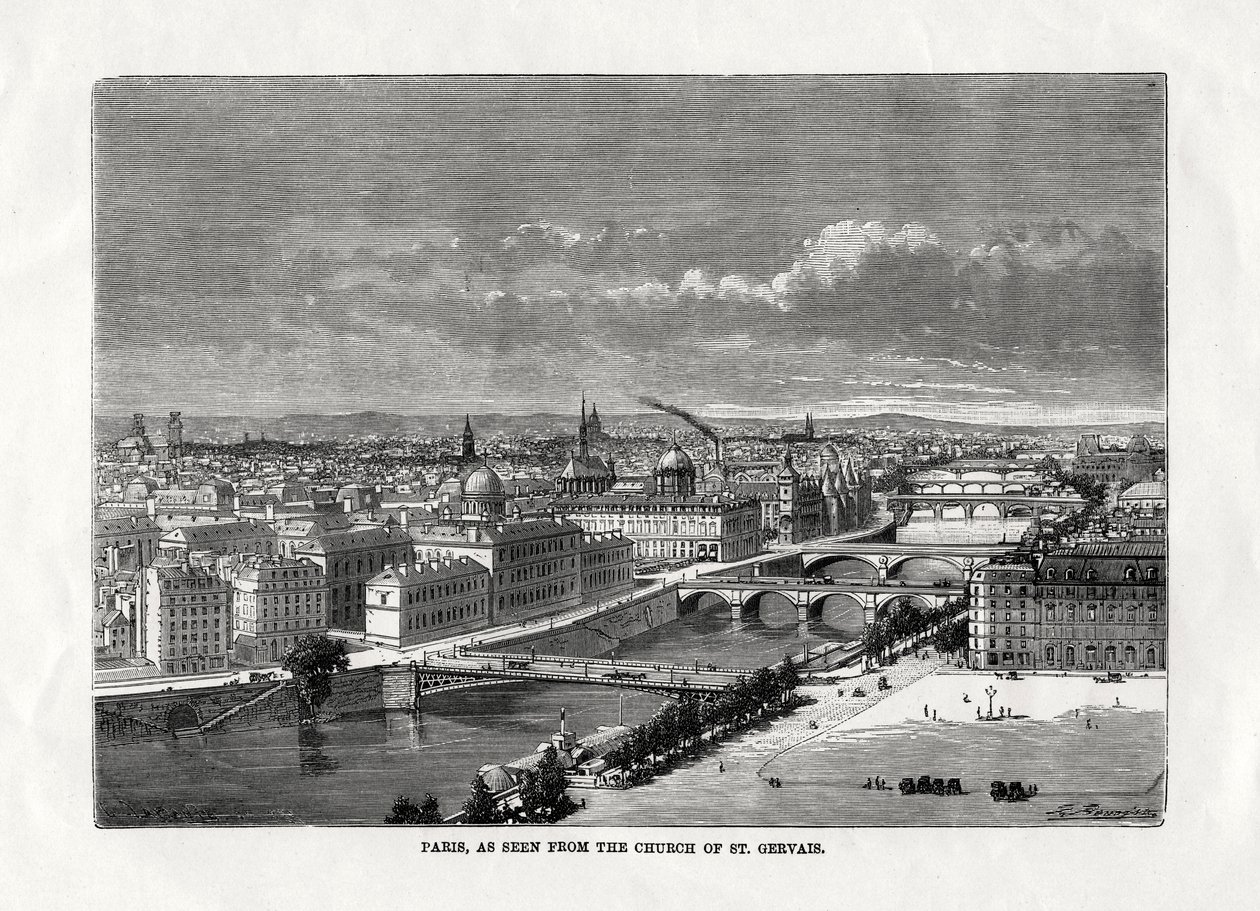 Paris, como visto da igreja de St Gervais, França, 1879 de Unbekannt