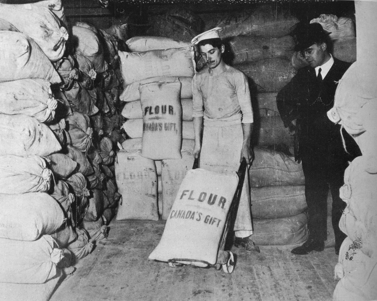 Parte do presente de farinha de canadas do alívio das angústias da guerra na Inglaterra, 1915 de Unbekannt