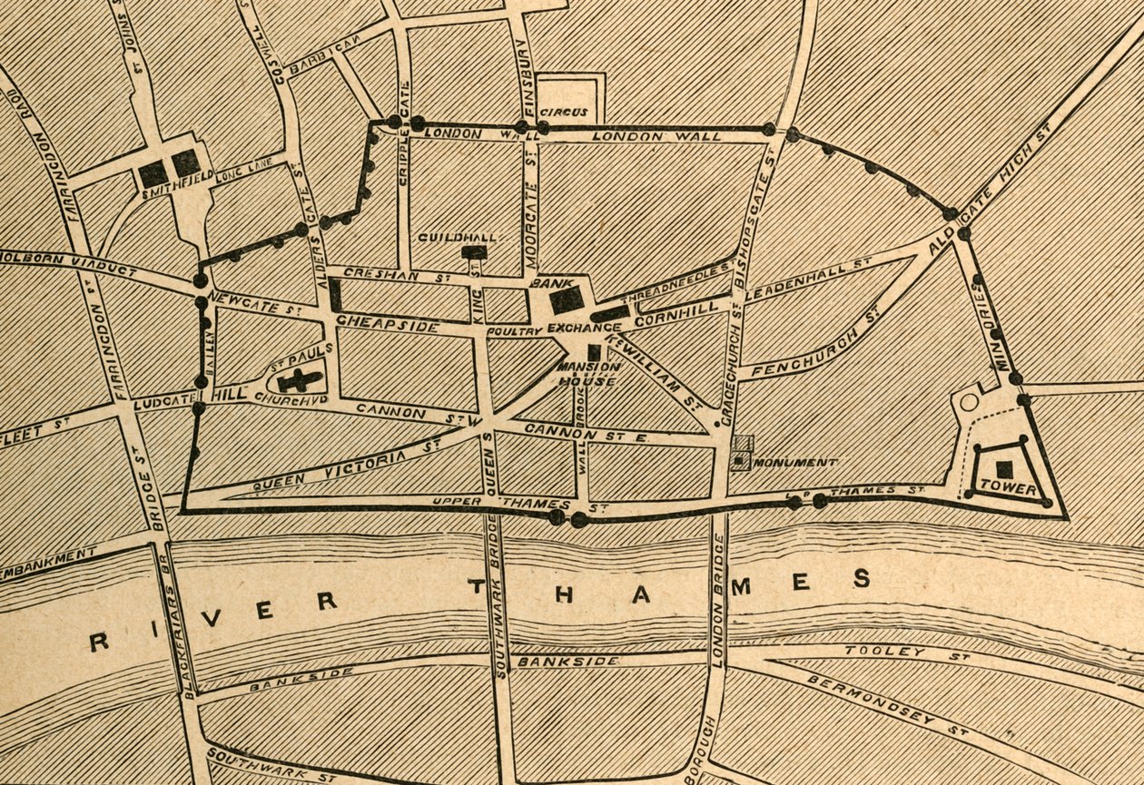 Parte de Londres moderna, mostrando a antiga muralha, 1897. de Unbekannt