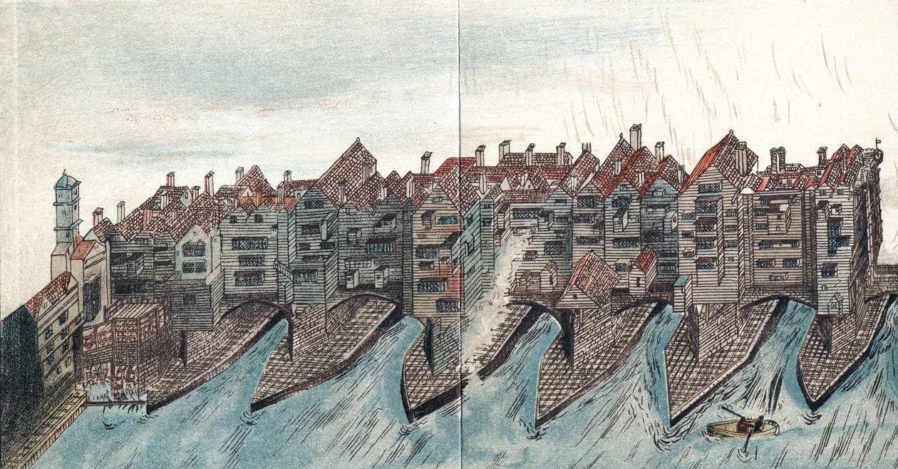 Parte da Old London Bridge, c1600 de Unbekannt