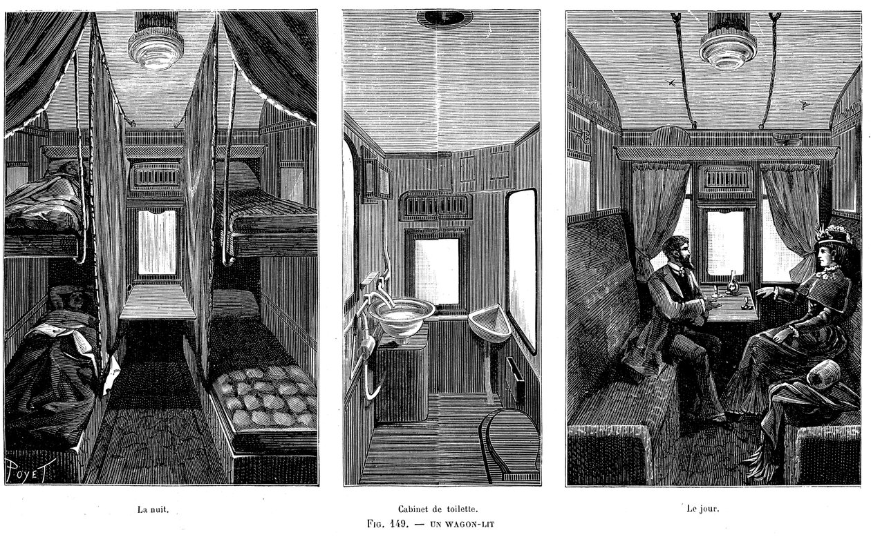 Parte de um vagão de trem francês iluminado por vagão, 1890 de Unbekannt