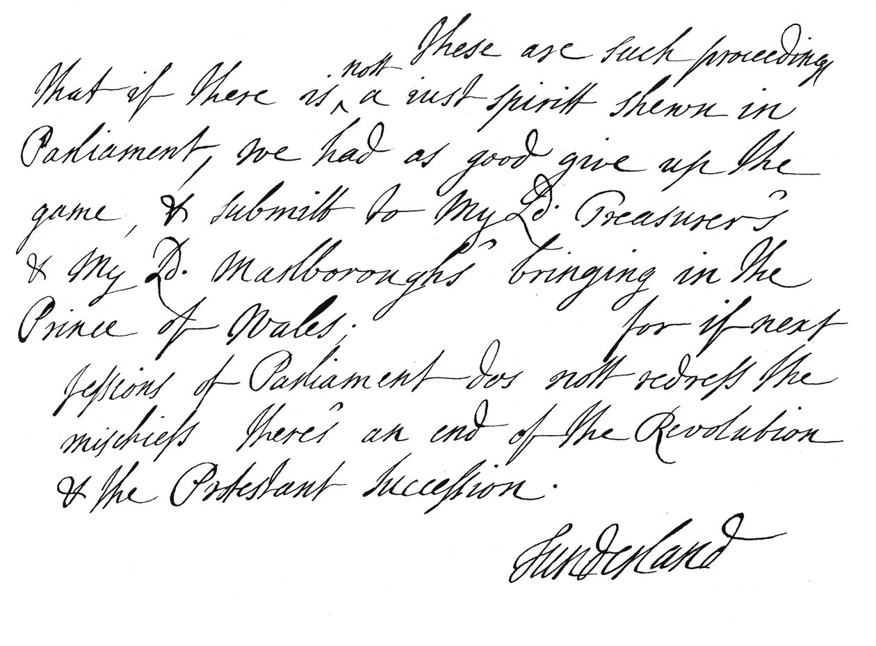 Parte de uma carta escrita por Charles Spencer, terceiro conde de Sunderland, 1678 1840 de Unbekannt