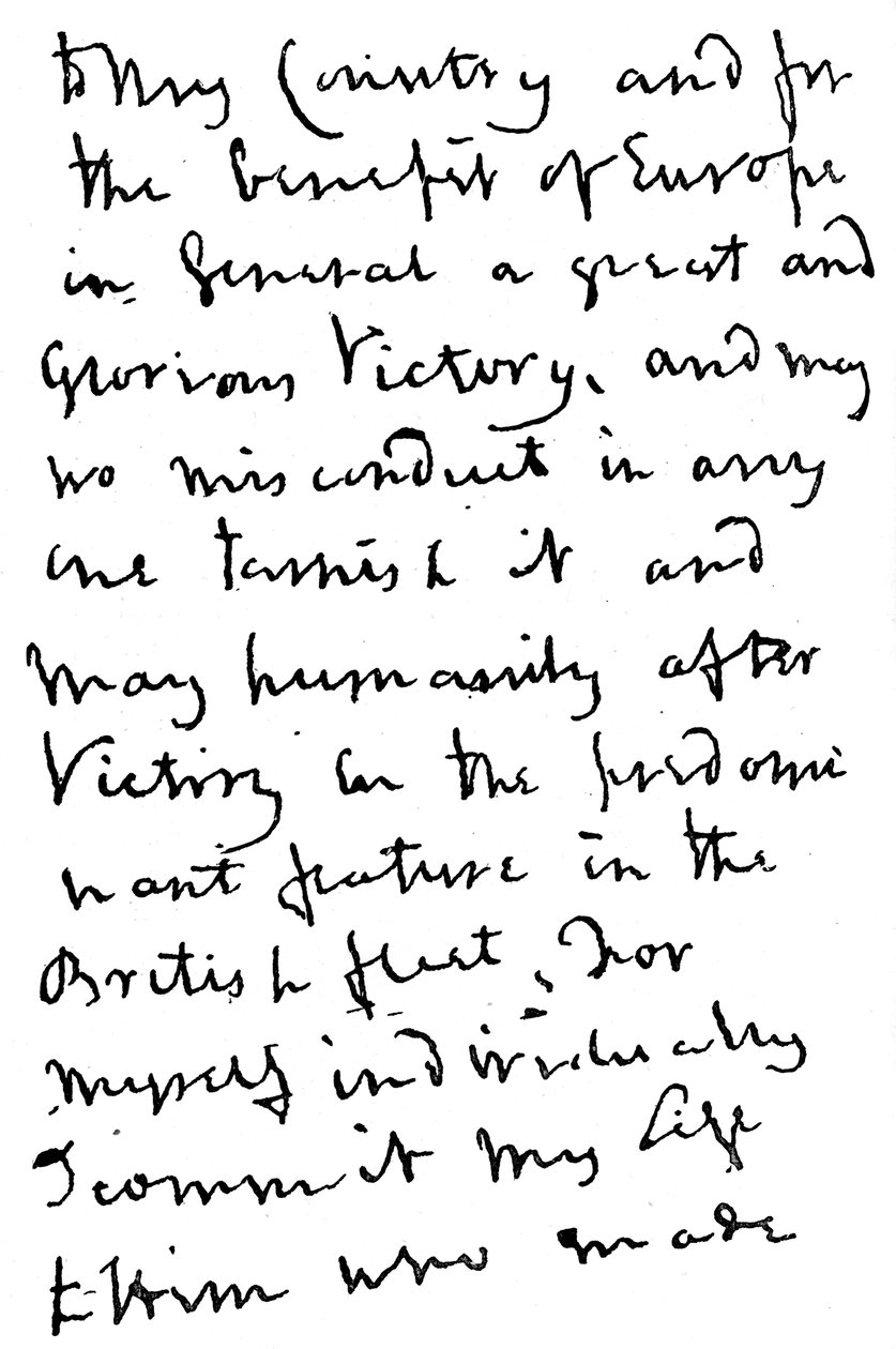 Parte de uma carta escrita por Nelson logo antes da Batalha de Trafalgar, 1805 1894 de Unbekannt