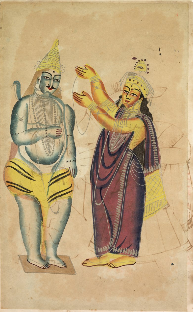 Parvati Colocando uma Guirlanda de Casamento em Shiva, 1800. de Unbekannt