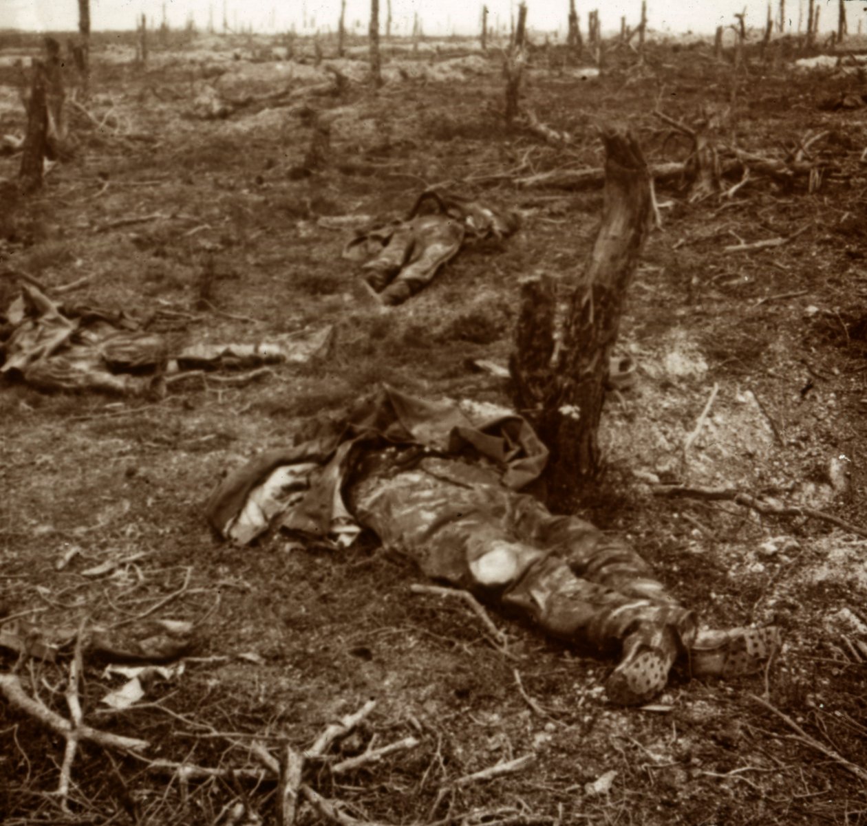 Caminho entre corpos, c1914-c1918 de Unbekannt
