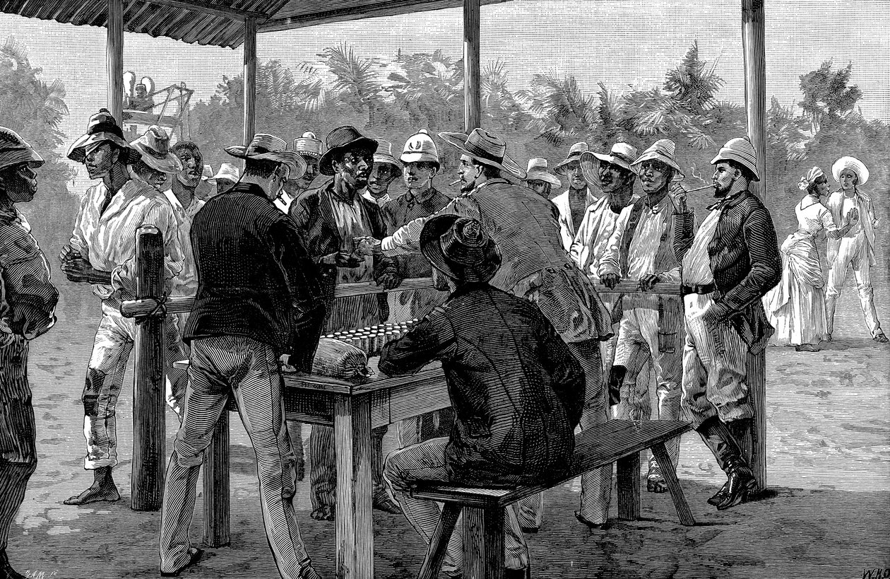 Pagando trabalhadores das Índias Ocidentais, 1888 de Unbekannt