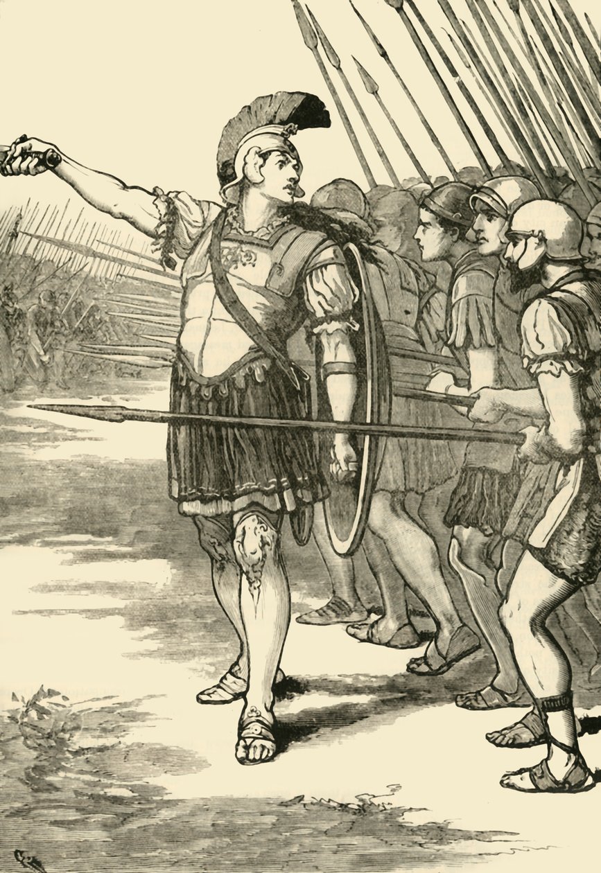 Pelopidas Liderando os tebanos na batalha de Leuctra, 1890. de Unbekannt
