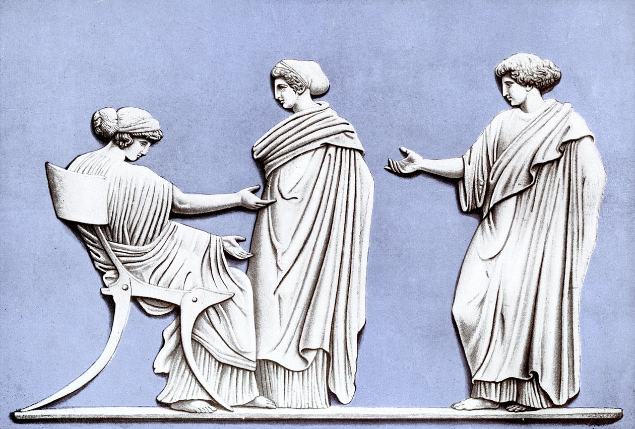 Penélope e donzelas, placa de Wedgwood, século XVIII, c1920 de Unbekannt