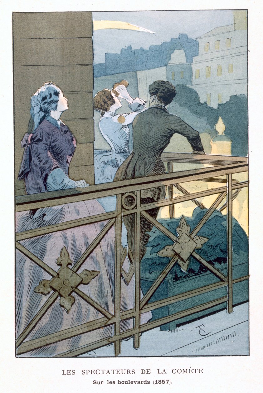 Pessoas assistindo a um cometa, 1857 de Unbekannt