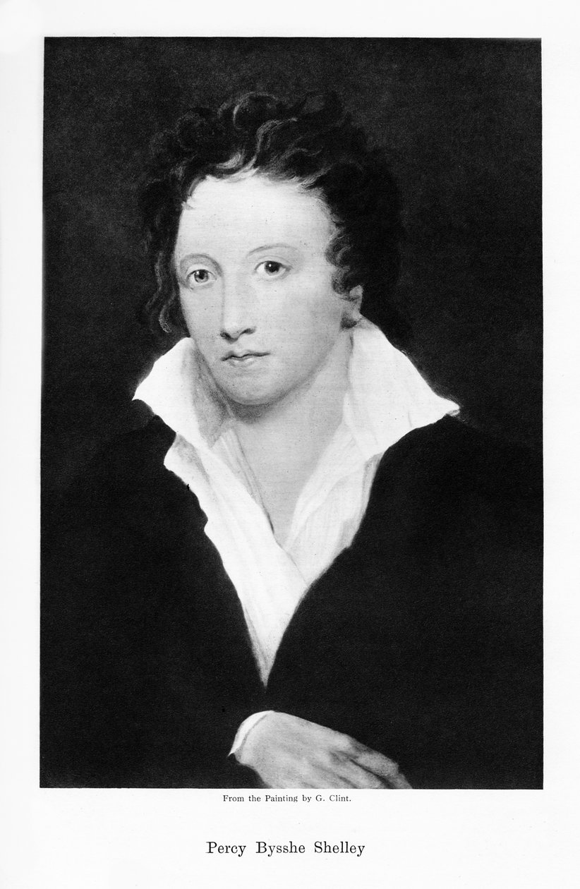 Percy Bysshe Shelley, poeta romântico inglês, século XIX de Unbekannt