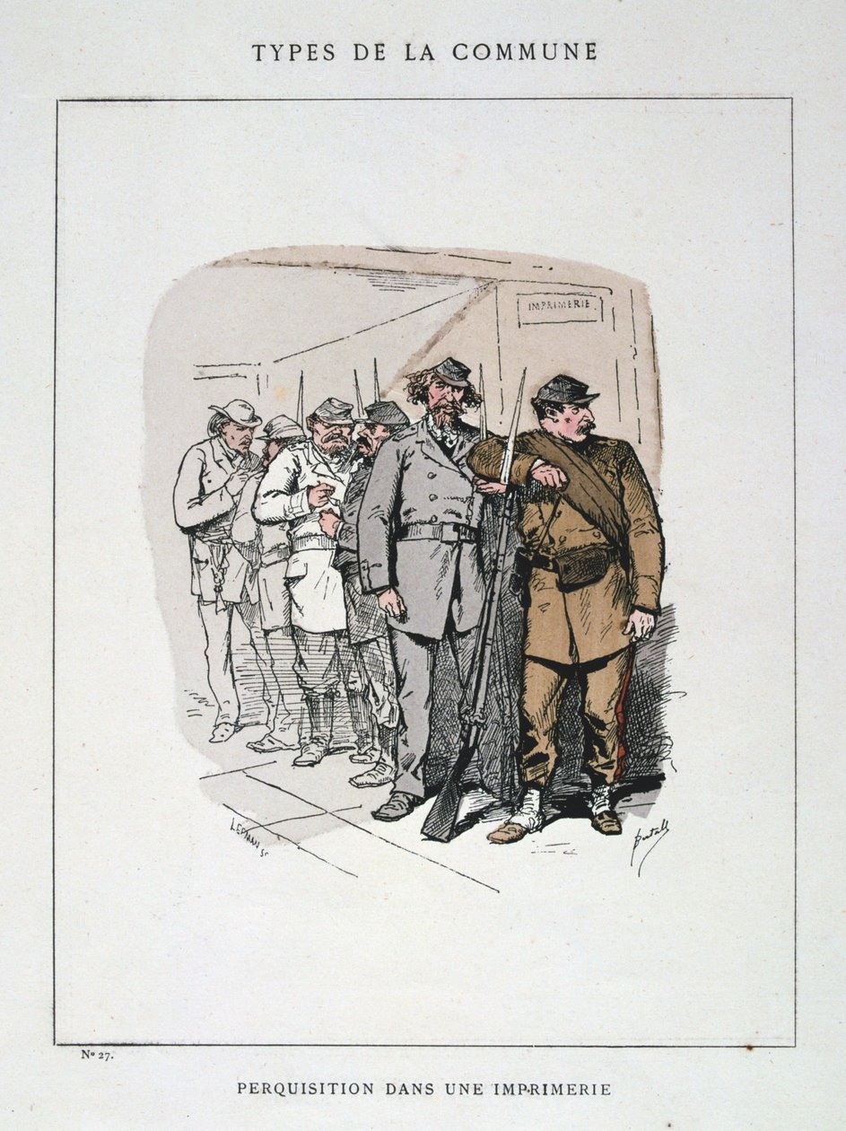 Procure em uma gráfica, Paris Commune, 1871. de Unbekannt